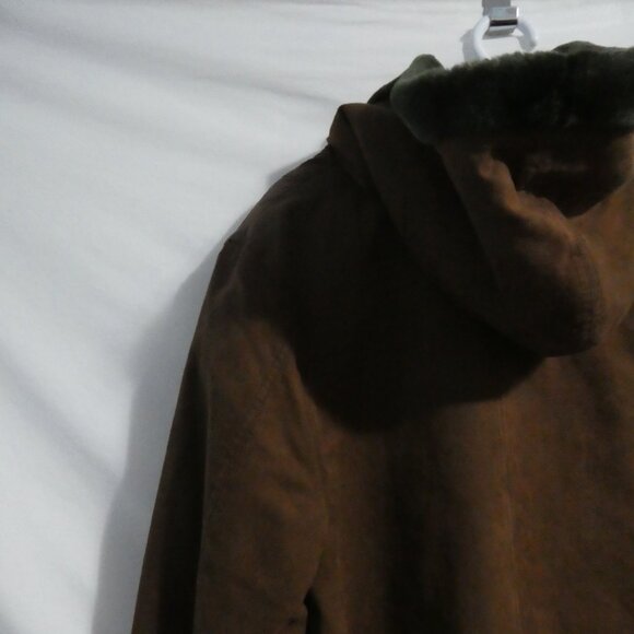 JONES NEW YORK | medium | Long Brown Button-Up Closure Hooded Coat - Picture 10 of 16